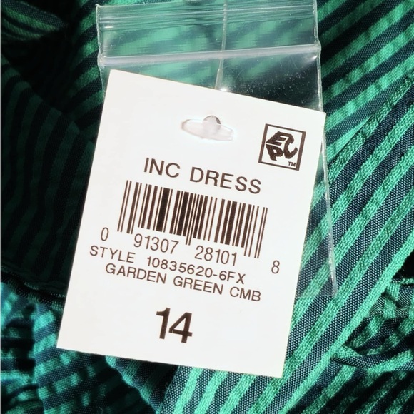 NWT INC Womens Smocked Calf Midi Dress sz 14 - Picture 8 of 9